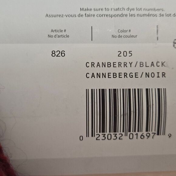 Lion Brand Scarfie Yarn Cranberry / Black, Pale Grey/ Bluestone 5.3 Oz - Picture 4 of 7